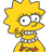A 3x2 contact sheet of pixelated frames from an animated icon featuring Lisa Simpson and The Simpsons Movie logo elements with pink donut-shaped letters.