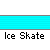Pixelated character in purple outfit and hat on blue ice background with repeated 'Ice Skate' text below.