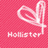 Pixelated pink icon with white heart symbol and 'Hollister' text on a checkered background.