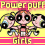 Pixelated cartoon characters with large eyes and yellow backgrounds, featuring text overlays in pink bars.