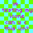 Pixelated text on a green-blue checkered background reads 'im testing my icons can u c this icn?' in two identical vertical