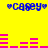 Yellow background with blue text 'Casey' flanked by hearts, pink bar graphs below each name. Four identical instances arranged in two on a