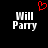 Black background with white text 'Will Parry' and a red pixelated heart above the left instance of the name.
