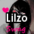 A pixelated image shows a person with long dark hair and red eyes, overlaid with text elements including "Lilzo" in white block letters on black background, "Swag" in pink cursive below it, and a small pink heart icon.