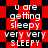 Red and black pixelated background with white text repeating 'u are getting sleepy very very SLEEPY' in a pattern