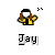 Pixel art buddy icons display multiple characters including 'Jay' with yellow jacket and wand, 'Silent Bob' in blue coat, and 'Strikeb' and 'Backub' with red silhouettes, all on gray background.