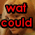 A four- of pixelated text over a blurred figure with red text reading 'wat could be better i love u' in bold, blocky letters