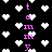 Black background with scattered white pixelated hearts and pink text forming 'to you' in vertical