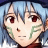 Pixelated anime-style character face with green facial markings on left side, blue hair, red eyes, and black background text reading "Anime IM" and "COM" in white pixelated font.