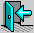 Pixelated teal door with black doorknob opens inward, revealing a light blue arrow that changes direction from left to right across frames.