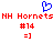 Blue pixelated heart above red text reading 'NH Hornets' with '#14' and '=]' below, repeated side-by-side on white background.