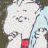 A 48x48 pixel animated buddy icon featuring a cartoon character with white hair and blue clothing, paired with red text reading "Linus" on the right side of the image.