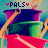 Pixelated icon with 'PALS' text flanked by red hearts above a dark blue star shape, green and pink geometric forms below on teal background.