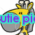 Animated cartoon giraffe with yellow body and gray spots, head turning left to right across frames.