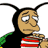A contact sheet of six animated frames from a Simpsons Movie-themed AIM buddy icon featuring Moe Szyslak with antennae and a donut-shaped 'O' in the title, displayed on a gray background.