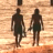 A 2x2 contact sheet of four animated frames showing a couple walking on stone steps and shark silhouettes with text elements against blue backgrounds.