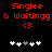Red pixelated text 'Singlee & Waitingg <3' above a of five heart icons with one grayed-out, displayed in two side-by-side