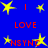 Blue background with yellow stars and red text 'LOVE' and 'NSYNC' in a pattern