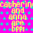 A static image with a bright pink background covered in small cyan stars, featuring repeated yellow text reading "catherine and anna are bff" in a pixelated font.