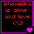 Pixelated red text on black background with pink border and heart symbols, showing animation changes in heart count.