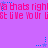 Pixelated text repeats across a purple background with blue star accents, displaying 'ya bhaits right' and 'st give your' in pink.