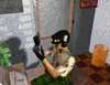 Animated sequence of a character in a helmet holding a gun, transitioning from aiming to firing with smoke effects.