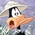 Animated contact sheet of Daffy Duck in three distinct poses with a straw hat, showing facial expressions and mouth positions across frames.