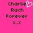 Pixelated text on bright pink background with white heart symbol replacing 'e' in 'Charlie' on left side.