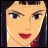 Pixelated anime-style face with dark hair and red lips, next to stylized text on a black background.