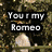 Four- with text overlays: top-left shows 'You r my Romeo' over foliage, top-right 'You r my Edward' over a person's face, bottom-left 'You are my heart' over an orange object, bottom-right 'Ur my only love and always will be 4ever' on blue background
