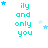 Animated icon with turquoise text 'ily and only you' and scattered blue stars on white background, stars shift position across frames.