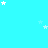 A static image with a bright cyan background scattered with white and light blue stars, featuring a solid gray rectangle in the bottom-right corner.