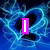 Blue abstract background with glowing lines; pink text elements change from vertical bar to heart shape to 'Him' text.