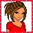Pixel art of a person with brown dreadlocks wearing a red top, next to text reading "Ponytails are so in." on a white background with a red dotted border.