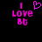 Pixelated pink text and heart symbol on black background, with one version showing a heart above the text.