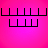 Animated sequence showing text and symbols forming on a bright pink background with yellow pixelated elements.