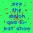 Green background with blue text reading "see the melon and ki-kat show" repeated in a pattern, featuring red pixel noise across all elements