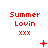 Red pixelated text 'Summer Lovin' and 'xxx' on white background with animated red symbols changing across frames.