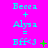 Three identical vertical of cyan text on a bright pink background display sequential changes in green and cyan symbols beneath 'Becca + Alys a' and 'Becca + Alys z' lines