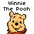 Pixelated Winnie the Pooh icon with text 'Winnie The Pooh' above, featuring yellow-orange fur and brown clothing on a light background.