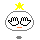 Pixelated icon with yellow star above white rounded shape, black hands forming glasses or frame, orange mouth line; one variant shows teal eyeglass frames.