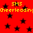 Red background with black stars and yellow text reading "SMS Cheerleading" repeated across the image.