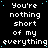 Pixelated text repeats across a black background with scattered blue dots, forming a of identical phrases