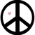 Black peace symbol with a small pink heart in the upper-left section on white background.