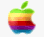 Rainbow-colored apple with green leaf and bite mark, surrounded by a ring that changes color across frames.