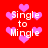 Red background with pink heart shapes and white text reading "Single to Mingle" in pixelated font, arranged in a repeating pattern.