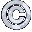 A circular silver icon with a stylized 'C' symbol rotates through multiple angles against a gray background.