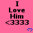 Pink background with repeated text "I Love Him <3333" and blue pixelated hearts, partially cropped at bottom right.