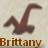 Brown cartoon-style figure with long neck and tail, standing on light beige background with text below.
