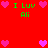 Red background with green text 'I Luv Ali' and pink heart icons arranged in a pattern